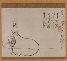 Hotei zeigt auf den Mond, 1650