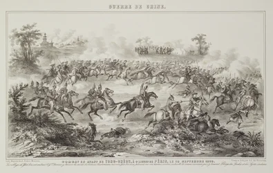 Die Schlacht von Chang-Kia-Onang, vor Tong-Cheou, 18. September 1860, aus Der Krieg in China, 1862
