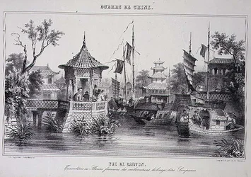 Ansicht von Kanton, weibliche Matrosen in ihren Sampans, aus 