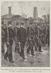 Die Degradierung von Hauptmann Dreyfus, Marsch des Gefangenen zur Hinrichtungsparade, 5. Januar 1895