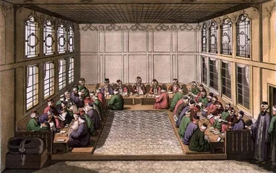 Das öffentliche Finanzministerium, Tafel 17 aus Teil III, Band I von „Die Geschichte der Nationen“, vom Künstler gestochen
