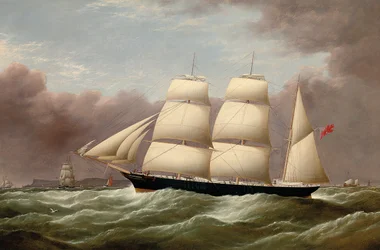 Die Bark Alfred Hawley vor den Skerries auf dem Weg nach Liverpool, 1860