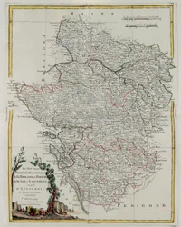 Die Gouvernements von Anjou, Saumurois, Touraine und Poitou, Aunis und Saintonge mit Anjoumois, Stich von G. Zuliani aus Band I des Neuesten Atlas, veröffentlicht in Venedig 1777 von Antonio Zatta, Privatsammlung