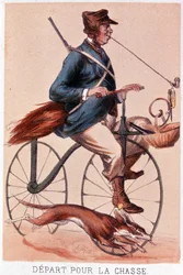 Abfahrt zur Jagd - Lithografie von Darlinghe nach Gosthiaux