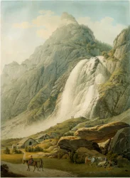 Gebirgslandschaft mit Wasserfall