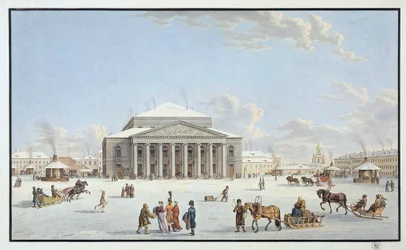 Ansicht des Bolschoi-Theaters in St. Petersburg, frühes 19. Jahrhundert