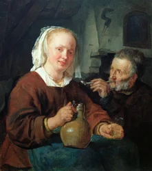 Ein Mann und eine Frau beim Wein
