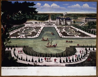 Kanal des Anwesens von Chantilly - Gravur von Perelle