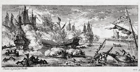 Seeschlacht von Agosta zwischen der französischen Flotte und einer spanisch-niederländischen Allianz am 22. April 1676