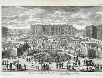 Ansicht des Schlosses von Versailles von der Seite des Wasserbetts - von Perelle, Ende des 17. Jahrhunderts