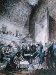 Ludwig XVI. (1754-93) legt den Grundstein der Königlichen Akademie der Chirurgie