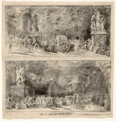 Szenen aus den Tuilerien: Die Stühle und der Wasserwagen, 1760, retuschiert 1763