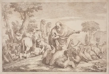 Noah führt die Tiere zur Arche