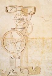 Zeichnung von Galileis Pendeluhr, 85 gal, f 50 r.