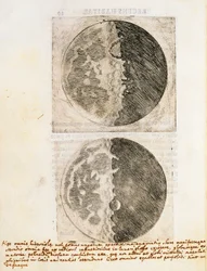 Sidereus Nuncius (Sternenbote) mit Zeichnungen der Phasen und der Oberfläche des Mondes