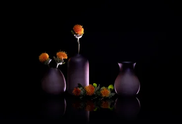 Stillleben mit orangefarbenen Blumen