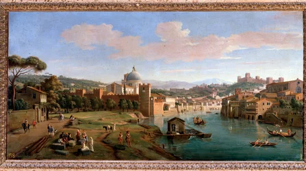 Ansicht von Verona und den Ufern des Flusses Adige - Gemälde, Ende des 17.-18. Jahrhunderts