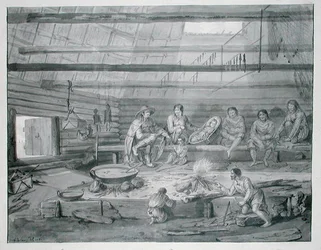 Kostüme der Bewohner der Baie de Castries an der Küste von Osttartarei