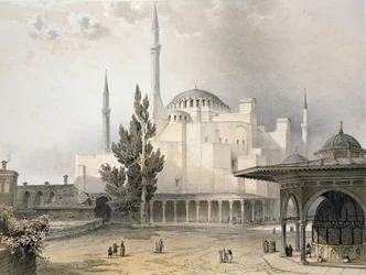 Hof der Hagia Sophia (Tafel 15), graviert von Louis Haghe (1806-85) veröffentlicht 1852