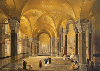 Hagia Sophia, Tafel 12: die Meme-Galerie in der südwestlichen Ecke, graviert von Louis Haghe (1806-85), veröffentlicht 1852