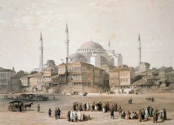 Hagia Sophia (Tafel 25) vor der Restaurierung, graviert von Louis Haghe, veröffentlicht 1852