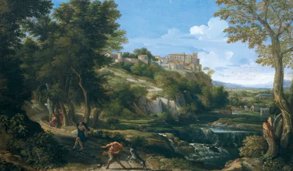 Landschaft mit tanzendem Faun und Nymphe (1667-1668)