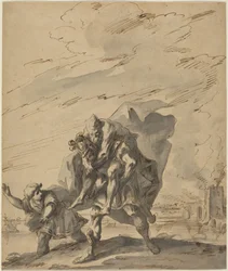Aeneas trägt Anchises aus dem brennenden Troja, um 1733