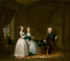 Porträt von John, 2. Herzog von Montagu, seiner Frau und ihrer jüngeren Tochter, ca. 1730