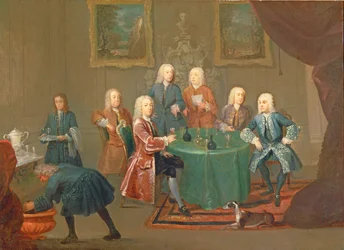 Die Brüder Clarke mit anderen Herren beim Weingenuss, ca. 1730-35