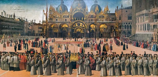 Prozession auf der Piazza San Marco in Venedig, 1496