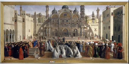 Die Predigt des heiligen Markus auf einem Platz in Alexandria in Ägypten, 1504-07