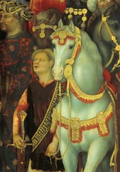 Die Anbetung der Könige, Detail der Pferde