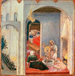 Die Geburt des Heiligen Nikolaus, Tafel aus der Predella des Quaratesi-Polyptychons