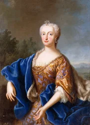 Porträt von Maria Amalia, stehend, dreiviertel Länge, in einem bestickten Kleid