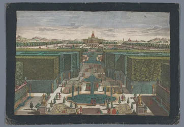 Ansicht einer Allee auf der linken Seite eines Gartens