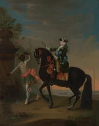 Die Kaiserin Elisabeth von Russland 1709-1762 zu Pferd, begleitet von einem Pagen, nach 1743-49