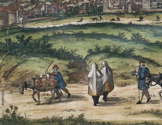 Civitatis Orbis Terrarum (Theatrum orbis terrarum). 1572-1617. Granada (1572). Linkes Detail. Band I. Radierung. Spanien. Kastilien und León. Salamanca. Universität Salamanca