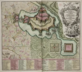 Allegorische Karte der Belagerung der Burg der Liebe