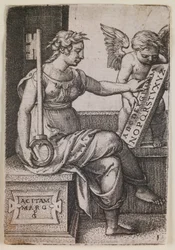 Grammatica, aus der Serie "Die Freien Künste", um 1541 (Gravur)