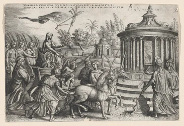 Der Triumph der Keuschheit über die Liebe, aus den Triumphen von Petrarca