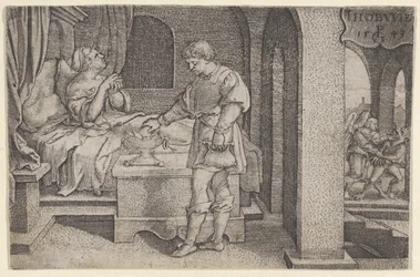 Tobiolus bringt ein Sühneopfer dar, aus der Geschichte von Tobias, 1543