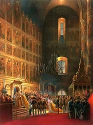 Die Salbung von Zar Alexander II. von Russland, Moskau, 1856
