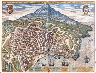 Catania, mit dem Ätna im Hintergrund, Sizilien, Italien (Stich)