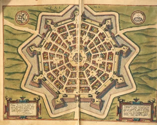 Palmanova, Karte, aus Civitates Orbis Terrarum