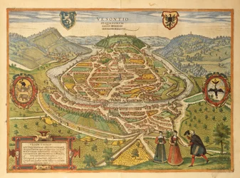 Karte von Besançon aus Civitates Orbis Terrarum von Georg Braun