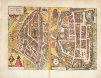 Karte von Chateaudun und Chartres, Frankreich, aus Civitates Orbis Terrarum von Georg Braun
