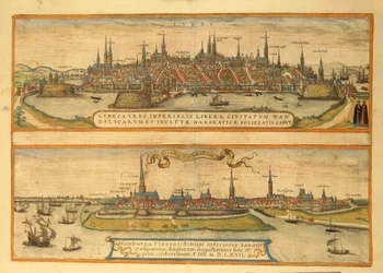 Karte von Lübeck und Hamburg aus 