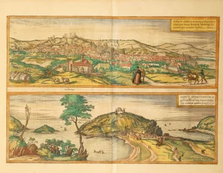 Karte von San Sebastian und Burgos aus Civitates Orbis Terrarum