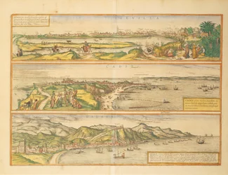 Karten von Sevilla, Cadiz und Malaga, Spanien, aus Civitates Orbis Terrarum von Georg Braun