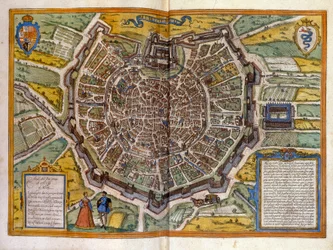 Plan von Mailand im Jahr 1585 aus dem Atlas von Braun & Hogenberg